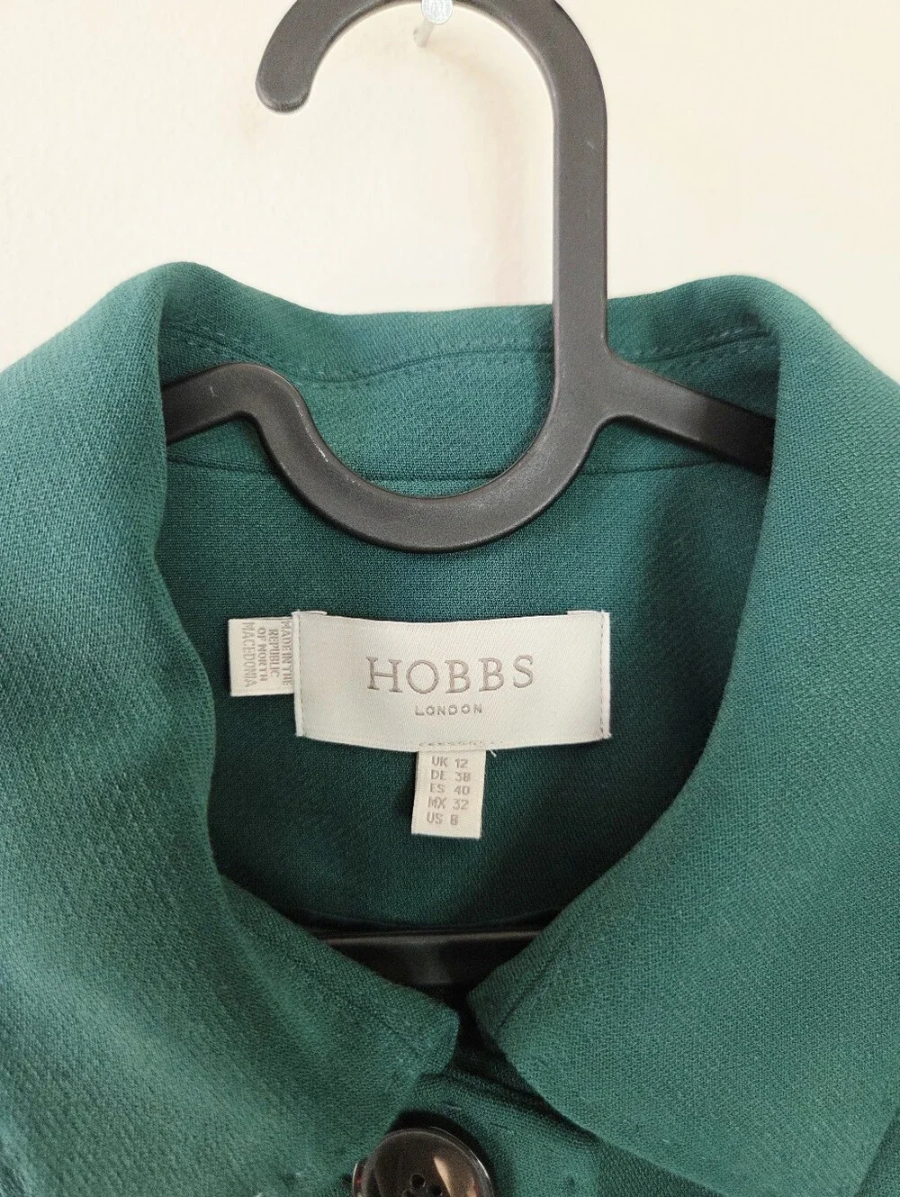 Hobbs Scarlett Green Peplum Jacket Size 8